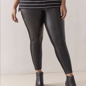 Addition Elle High Waisted Straight Leg Black Faux Leather Leggings